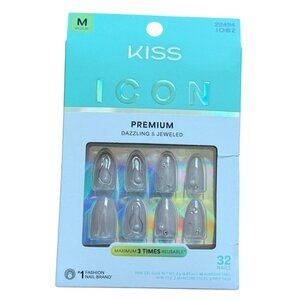 Kiss ICON Premium 'Terrific' Medium Almond Shaped Press-On Nails-New